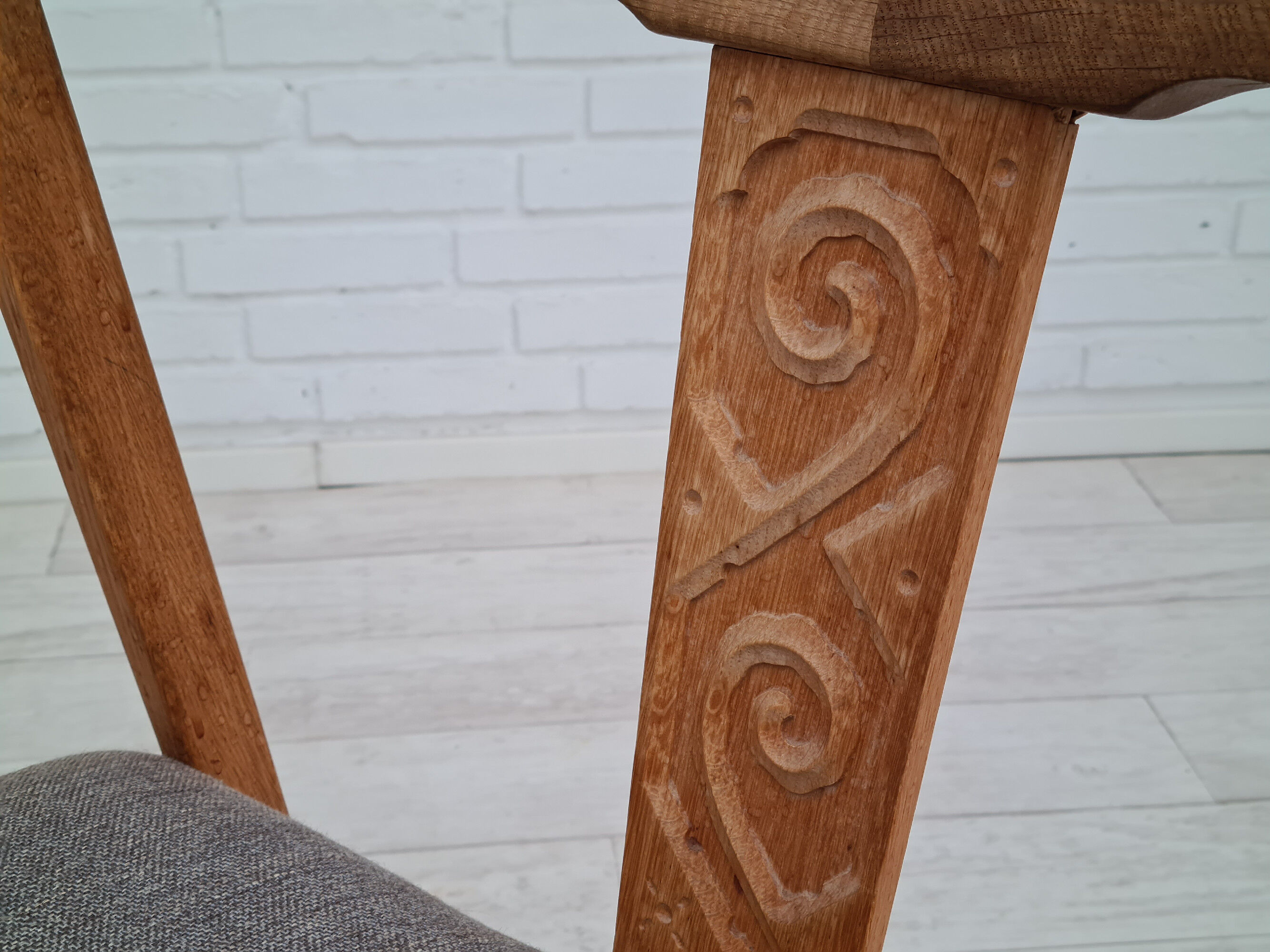 Danish design 70s, pair of dining chairs, solid oak