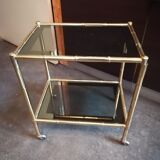 Desserte doree verre style bambou 1960