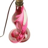 Lampe de table en cristal rose Val Saint Lambert Swirl Sixties