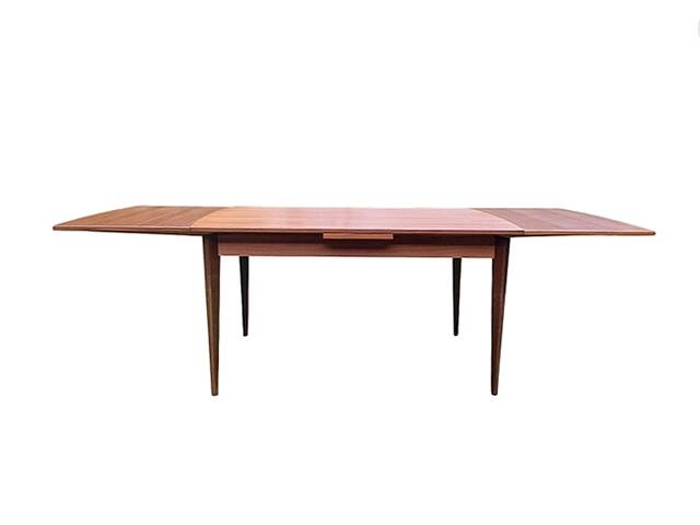 Table à manger scandinave extensible vintage 1960 rectangulaire teck
