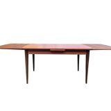 Table à manger scandinave extensible vintage 1960 rectangulaire teck
