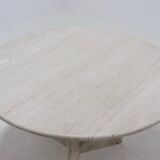 Large Italian Modern Round Travertine Dining Table 1970s