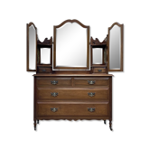 English walnut dressing table chest of drawers - early XXth