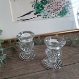 Lot 2 Vintage striated glass candlesticks