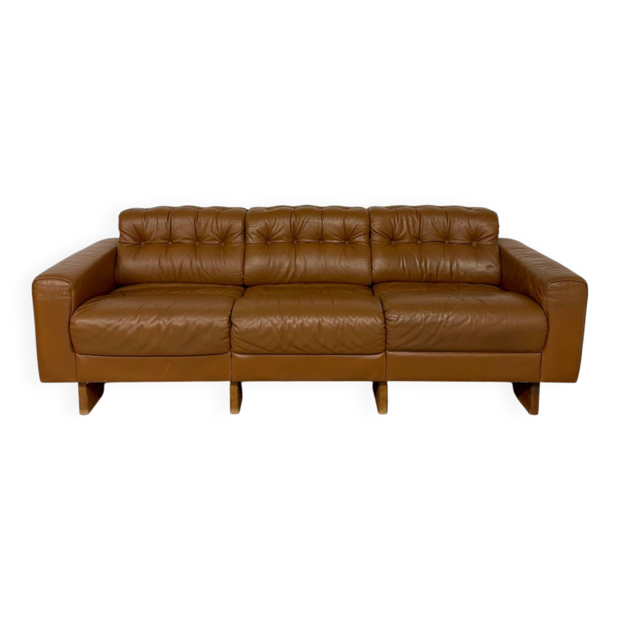 Vintage 1970s De Sede DS-40 camel leather 3-seater sofa