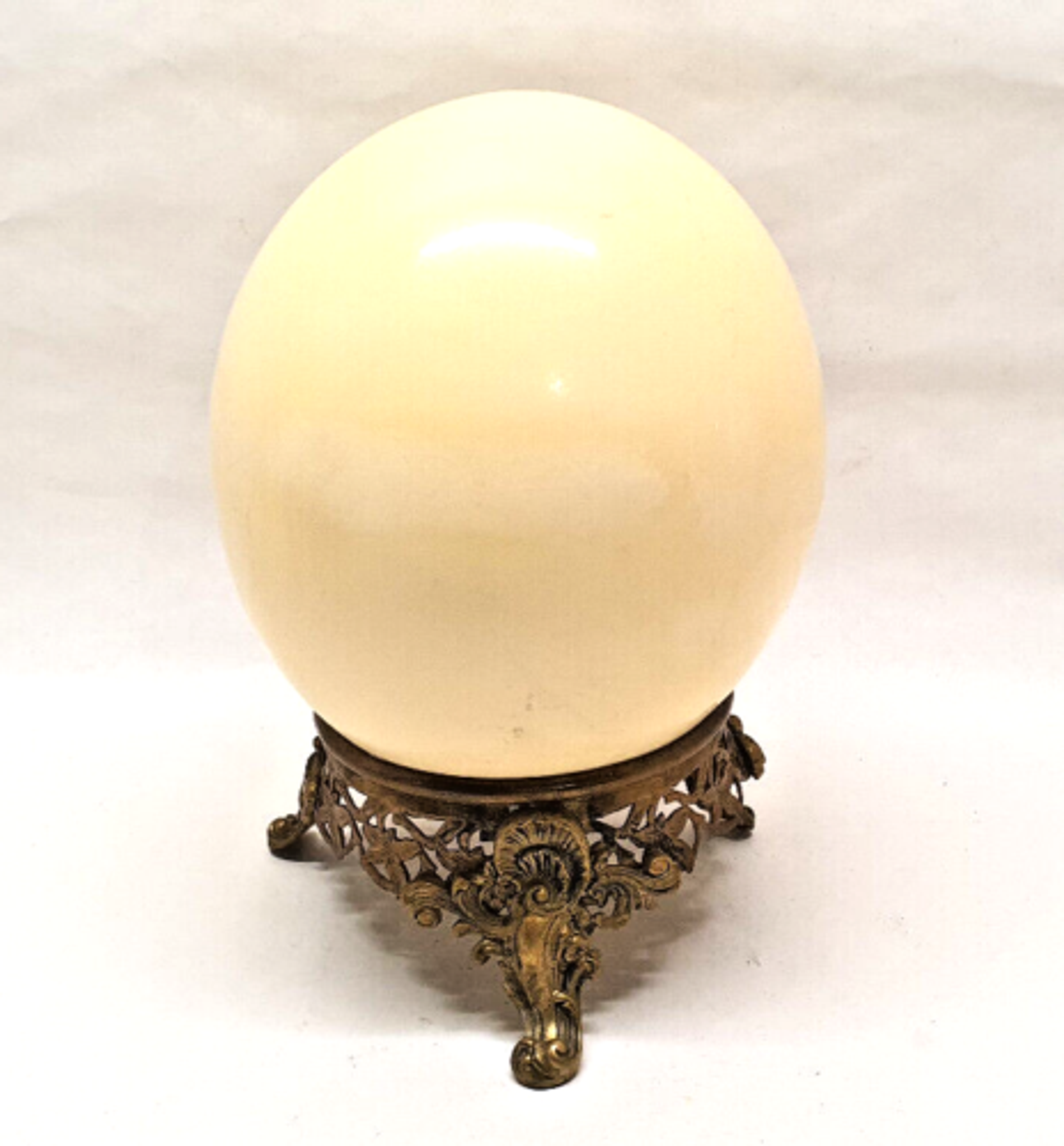 Ostrich egg on bronze foot beautiful deco pattern cabinet of curiosities
