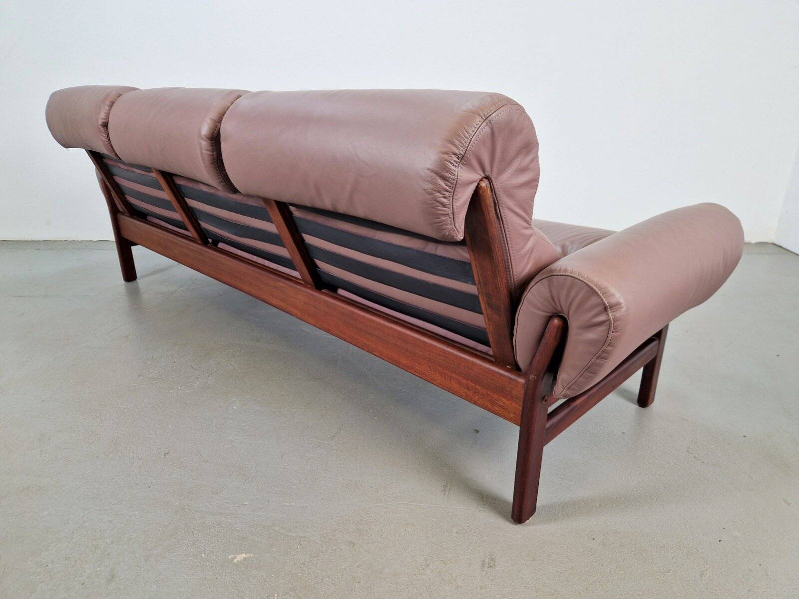 Vintage Teak Leather Sofa from Coja, Netherlands, 1960s