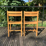 Solid beech chairs by André Sornay
