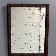 Antique tramp art folk art distressed mirror, Belgium ca 1900s