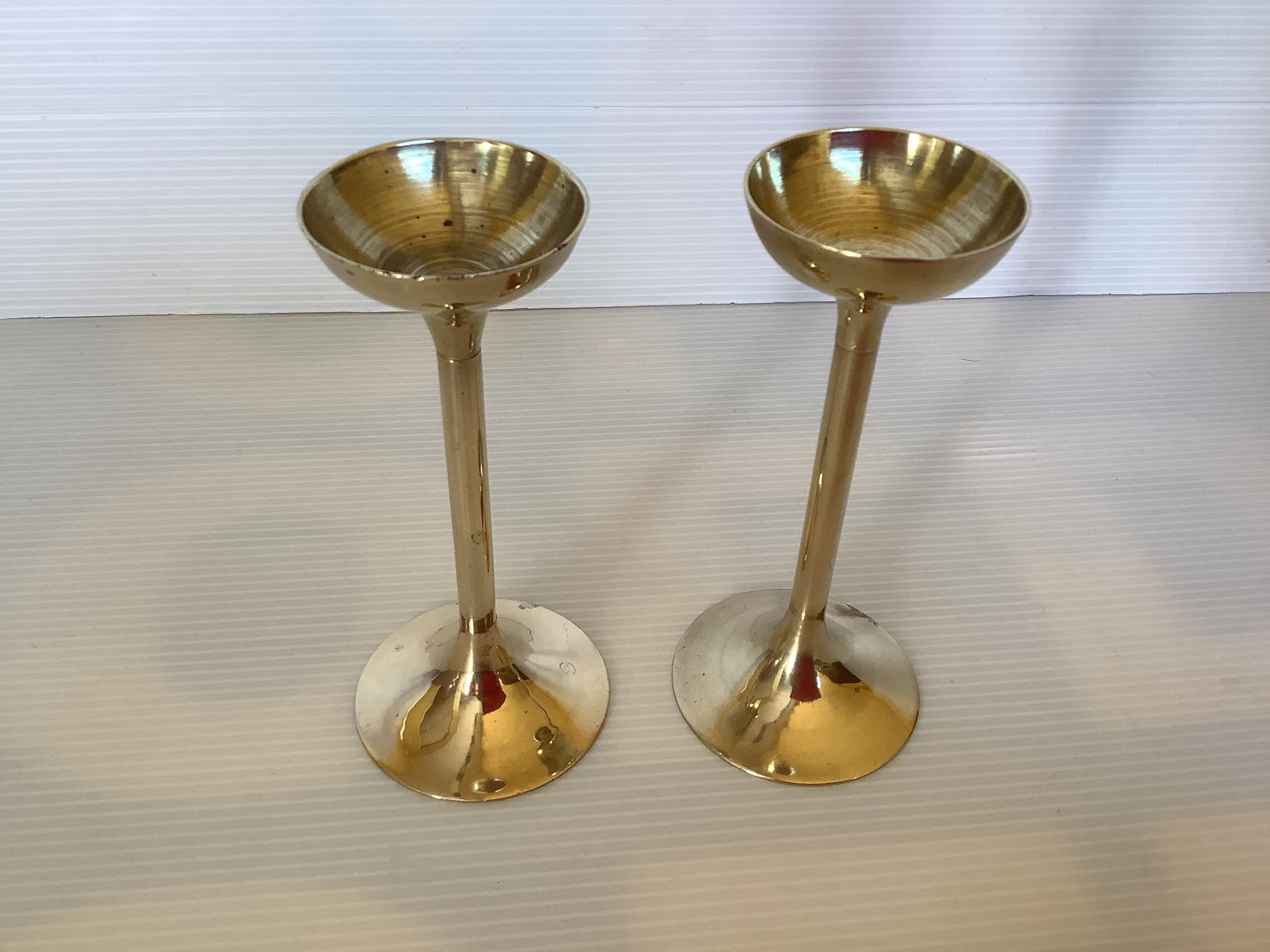 Pair of vintage brass candle holders
