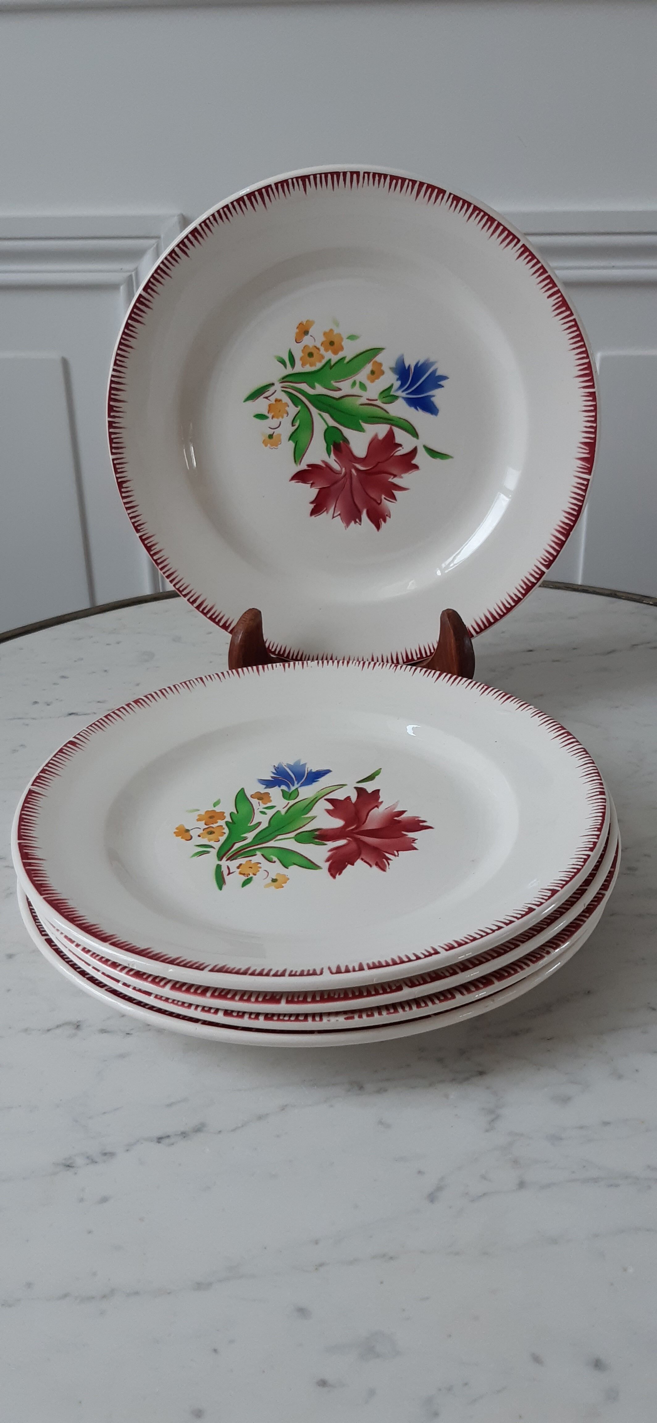 Set of 5 dessert plates Digoin Sarreguemines years 30-40