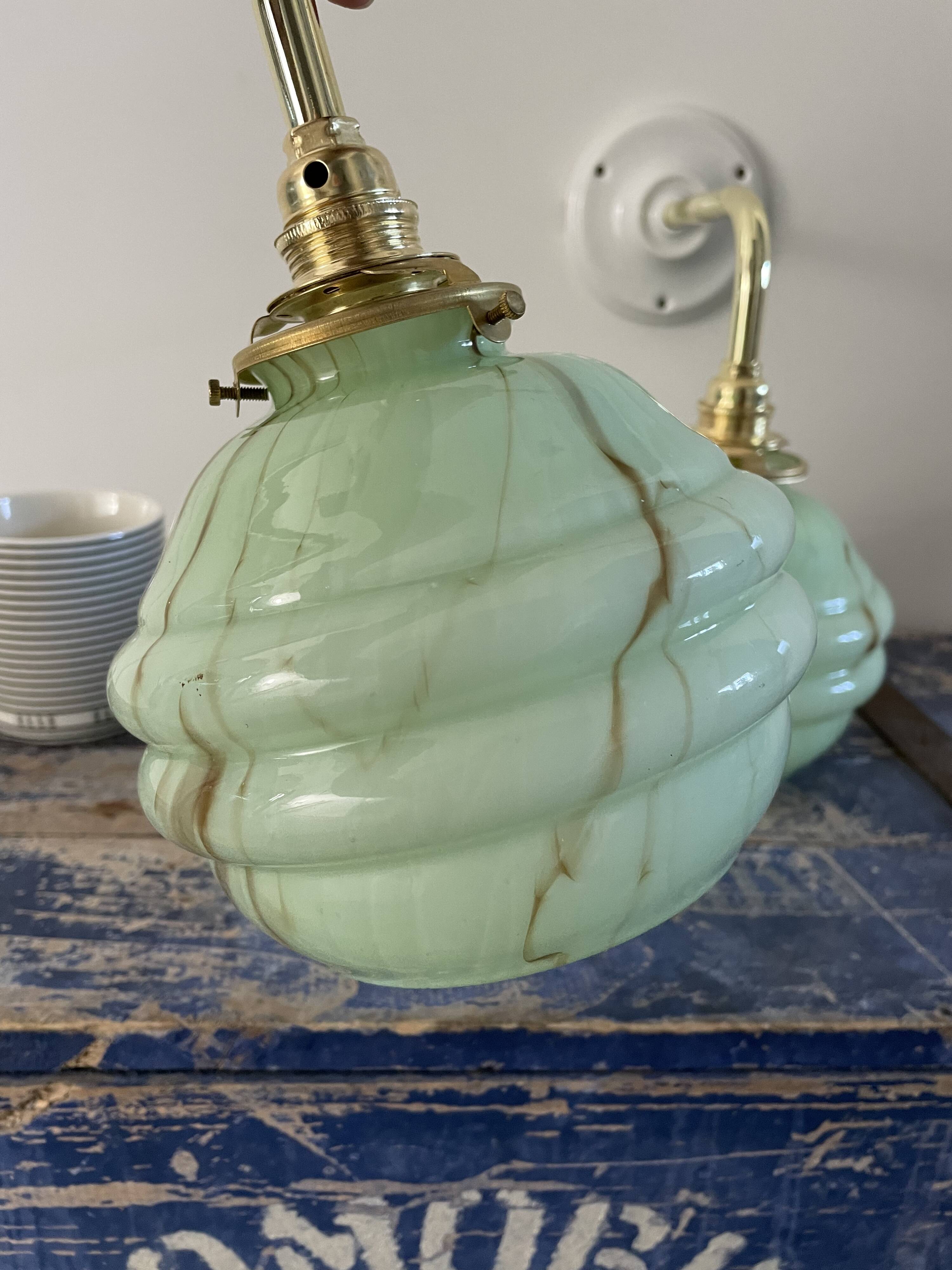 Pair of new electrified mint Art Deco sconces