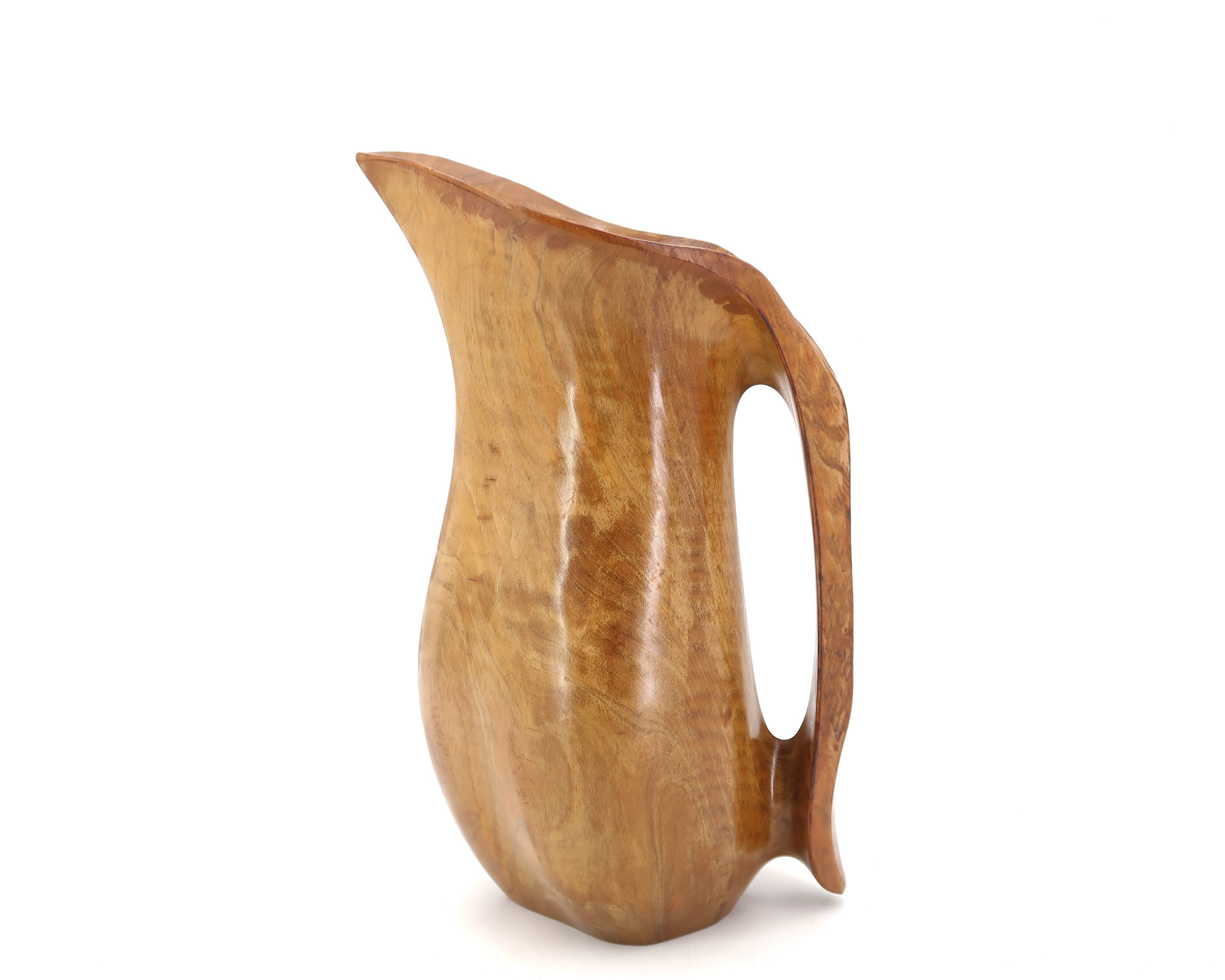 Sculptural wooden pitcher, 1960s