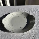 Old pie dish with 2 handles, golden wheat patterns, D28.