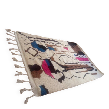 Tapis design berbère - touche marron - tapis marocain fait main - 247x152 cm