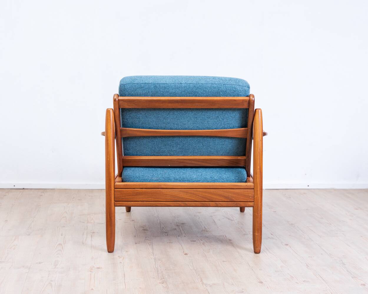Fauteuil Teak années 60 Bleu