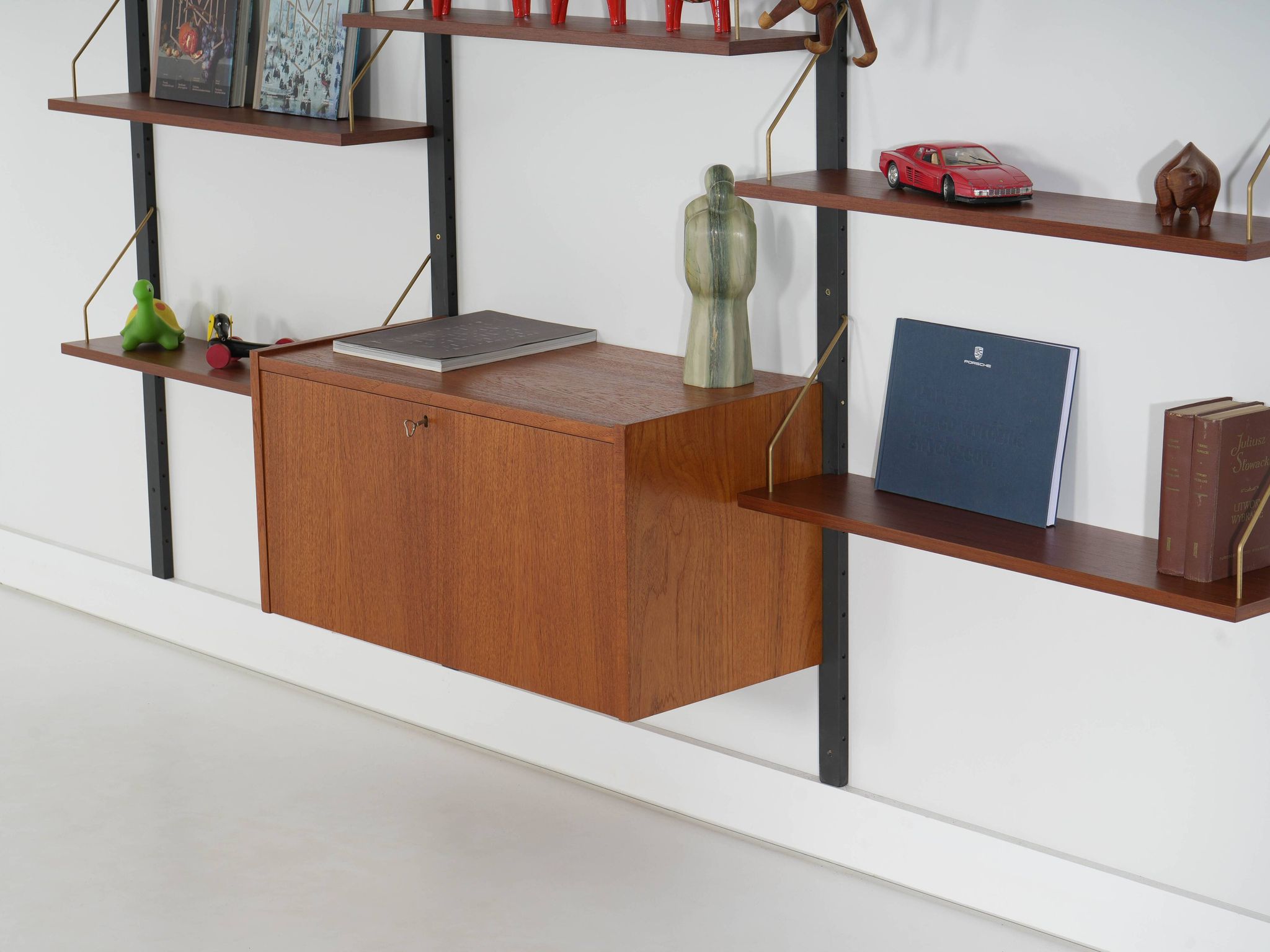 Modular shelving in teak veneer, Denmark, 1970s