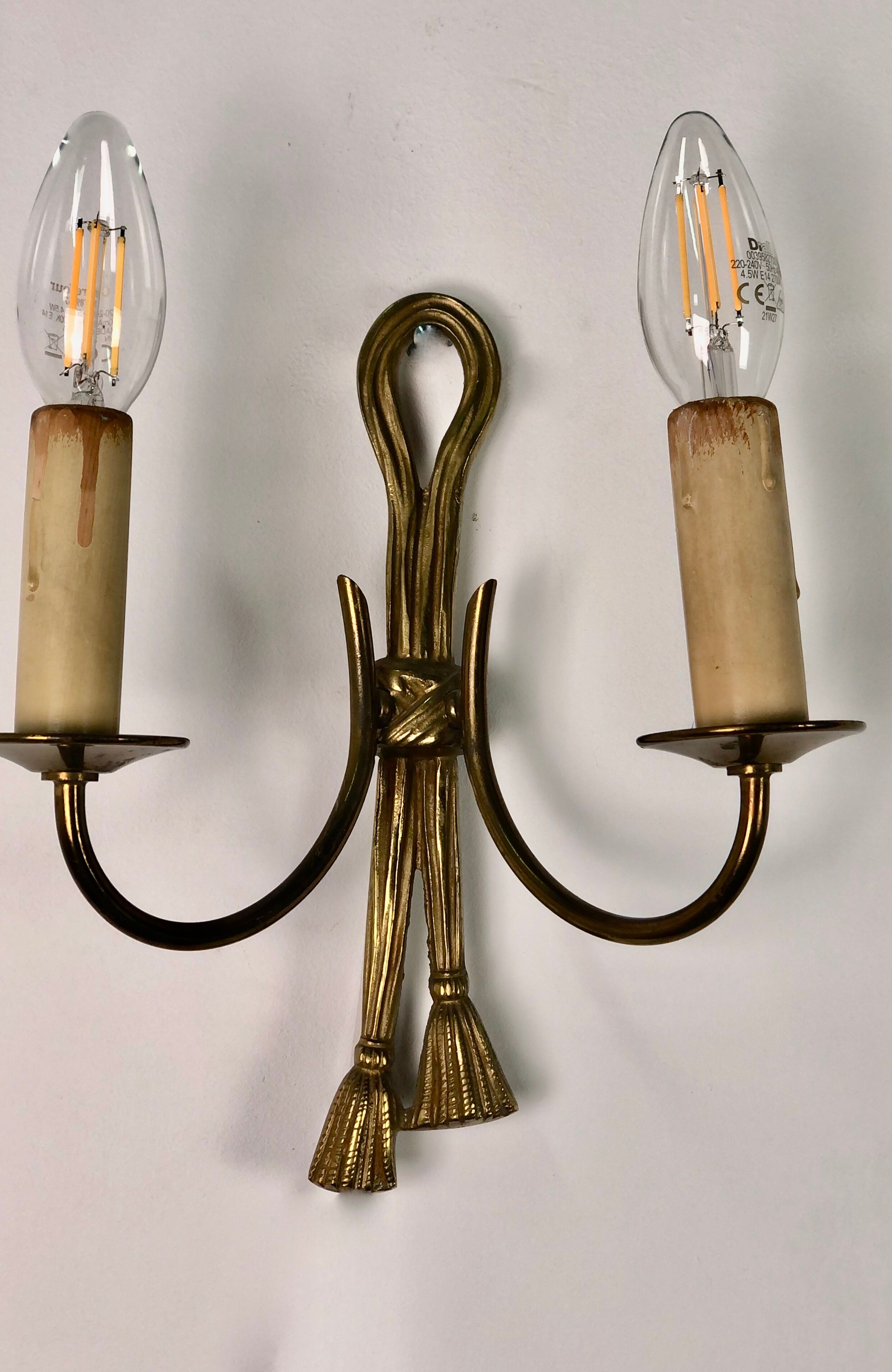 Wall lamps (the pair) in vintage bronze 70'S