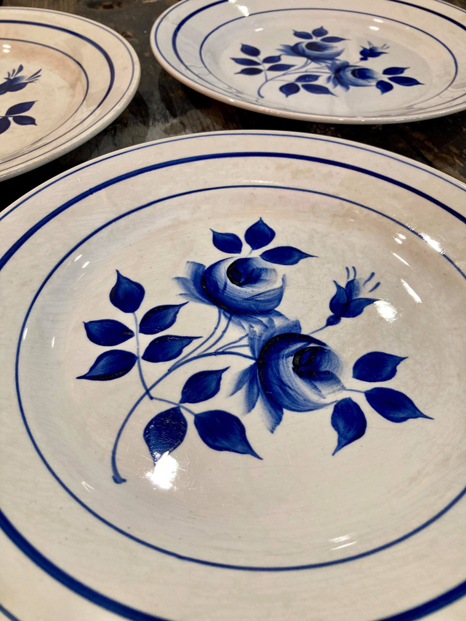 Lot de 3 assiettes Moulin des Loups bleu