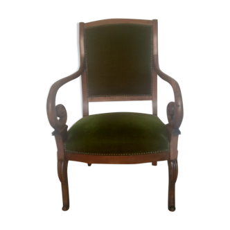 Green velvet armchair