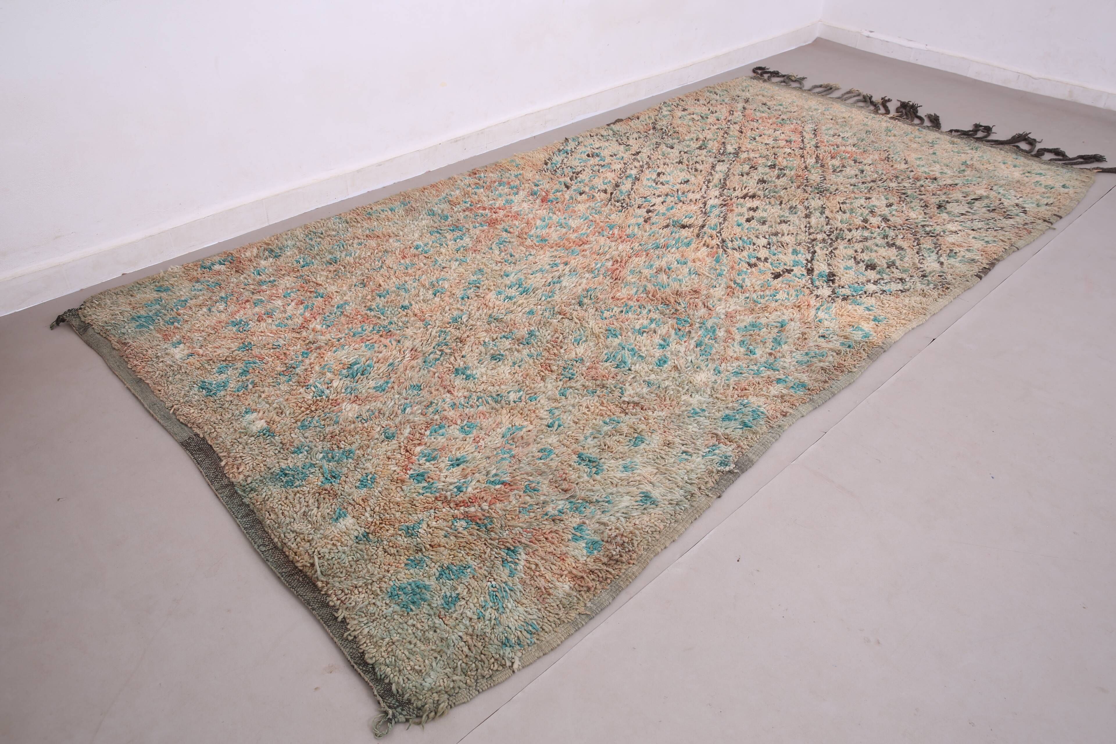 Tapis en laine marocain vintage 173 x 339 cm - Tapis fait main berbère style bohème