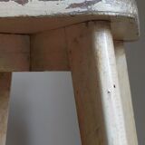 Old workshop stool in patinated solid wood