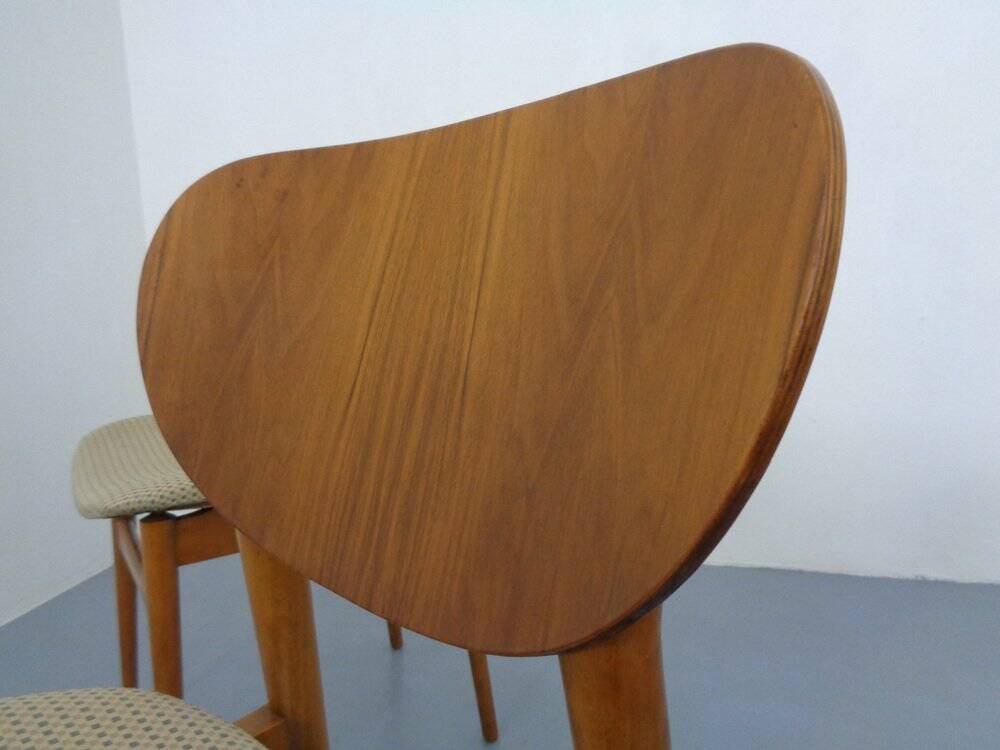 Dining Chairs in Walnut & Beech, 1960s, Set of 3