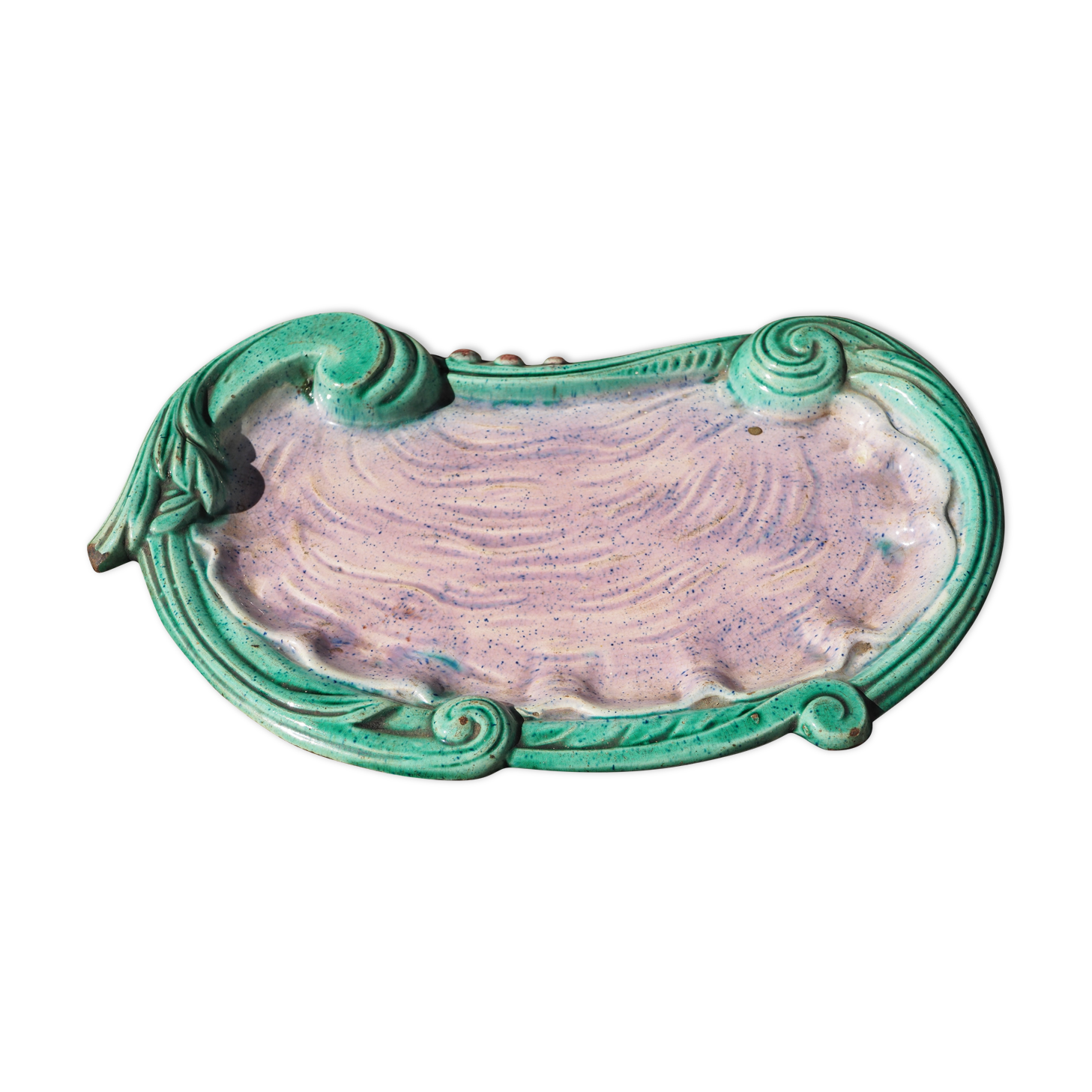 Turquoise and purple tray evoking an oyster - Art Nouveau - late 19th