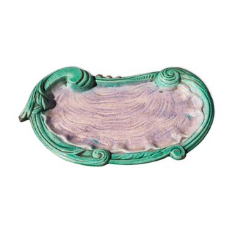 Plat turquoise et violet évoquant une huitre - Art Nouveau - fin 19ème