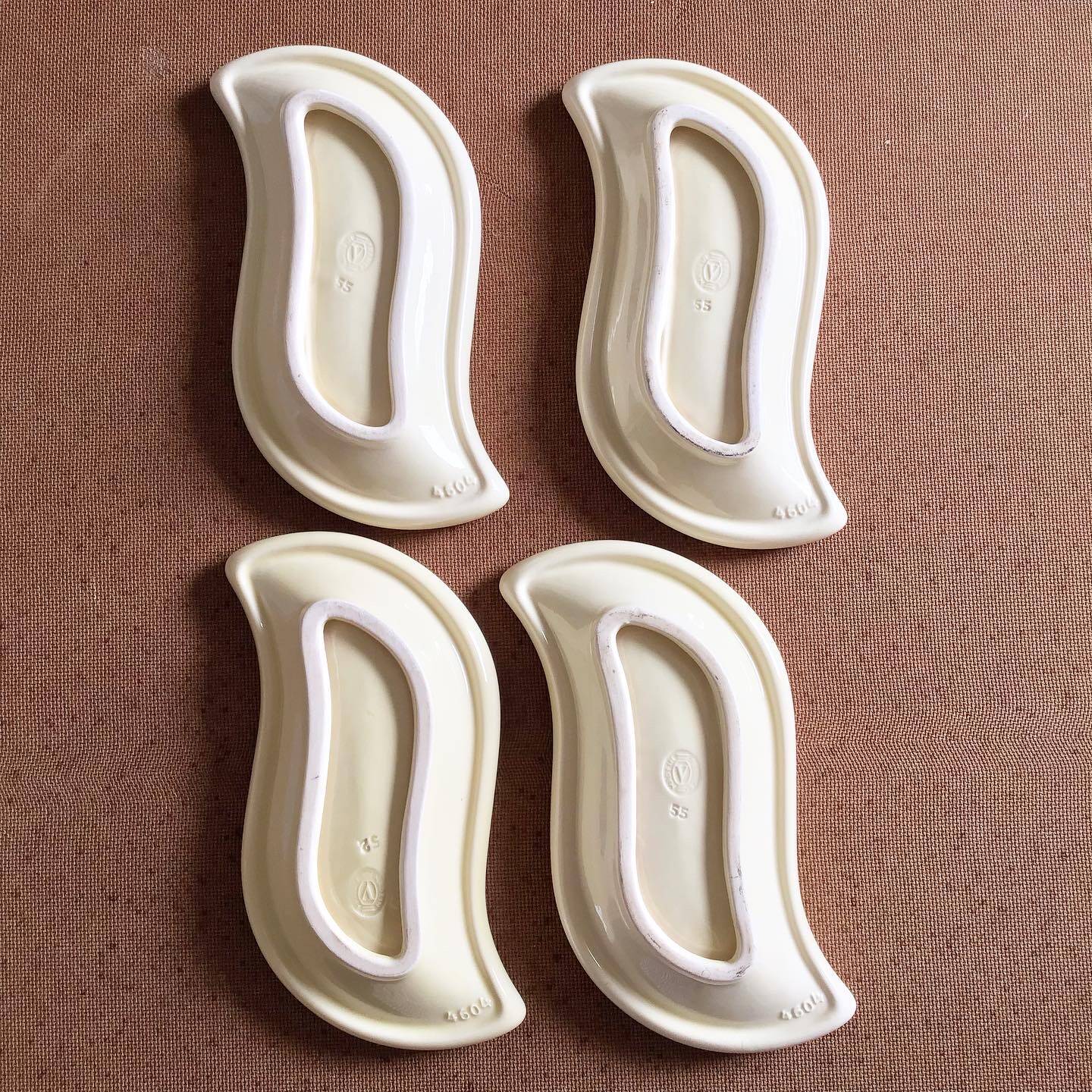 4 dishes Verceram vintage leaves