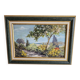 Oil painting on Isorel - Mediterranean landscape with Mimosa, signed Greuillet.