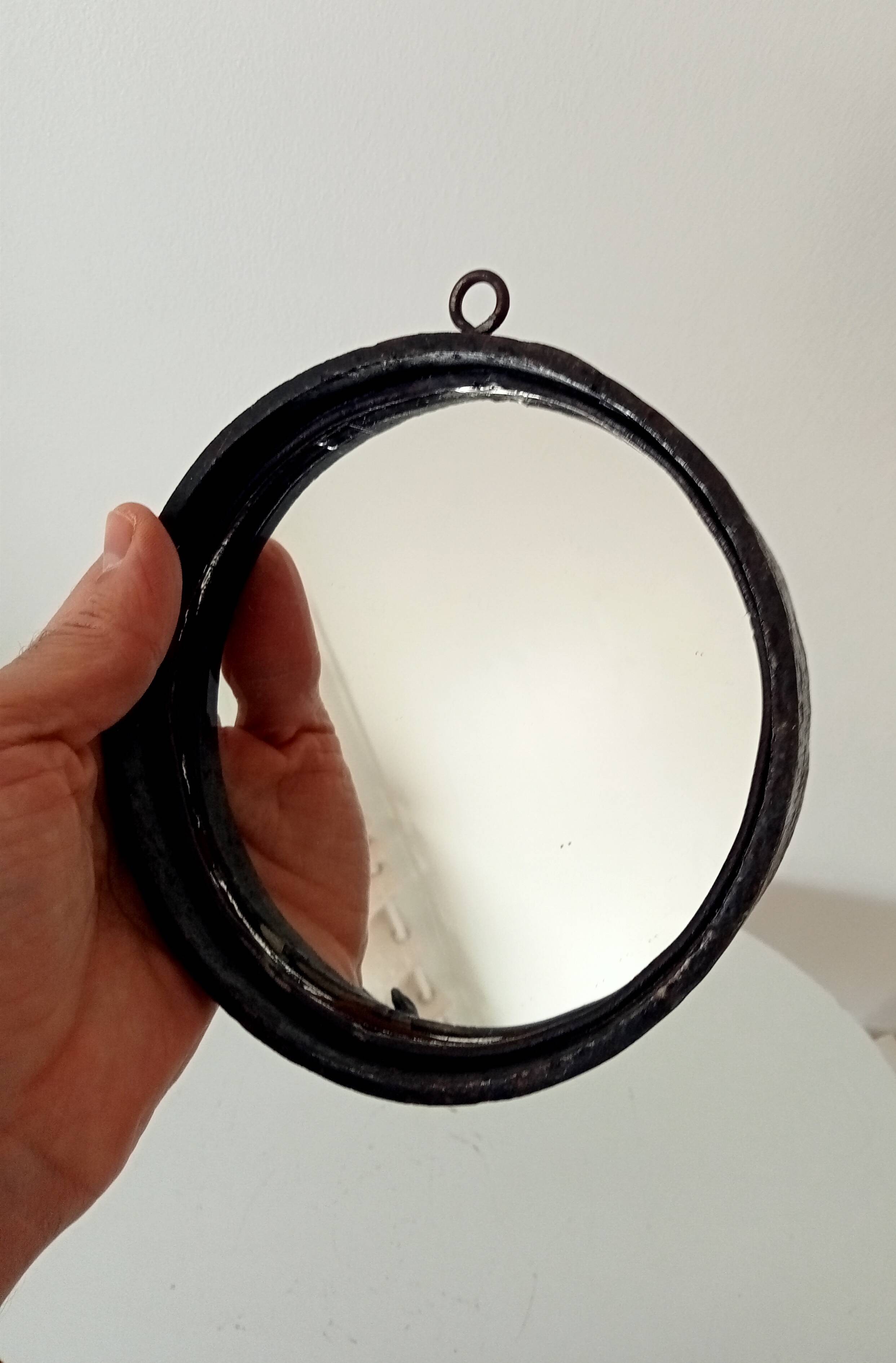 Brutalist antique mirror in wrought iron DLG Jean Touret