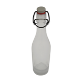 Bouteille à fermeture mécanique en verre blanc bouchon en porcelaine.