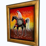 Painting signed A. ZENATI (Abderrahmane, 1943) – Oil on wood panel – Cavalier Fantasia