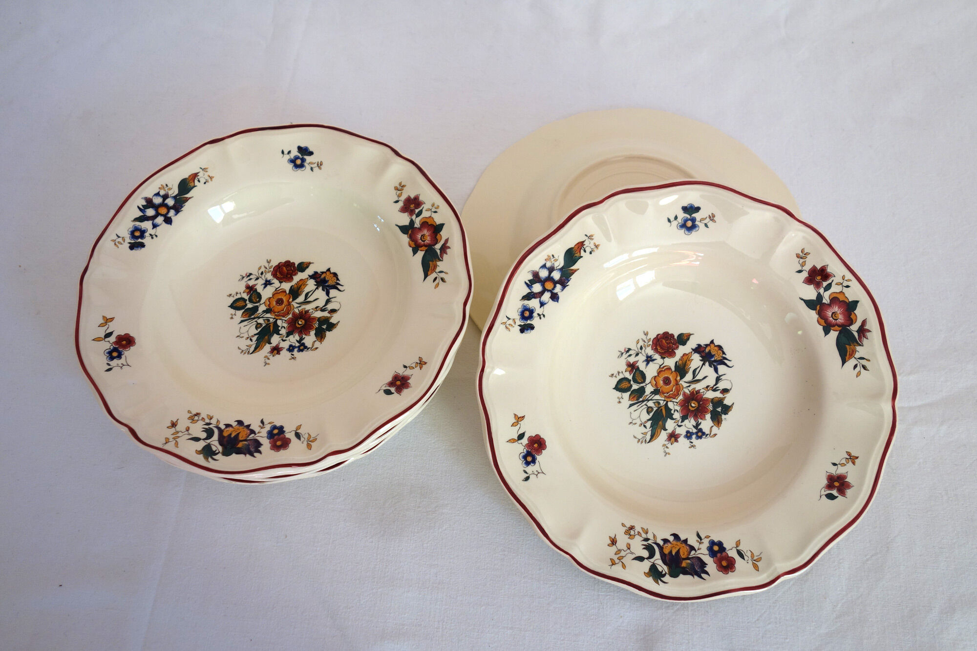 Set of 6 hollow plates Sarreguemines model Marly