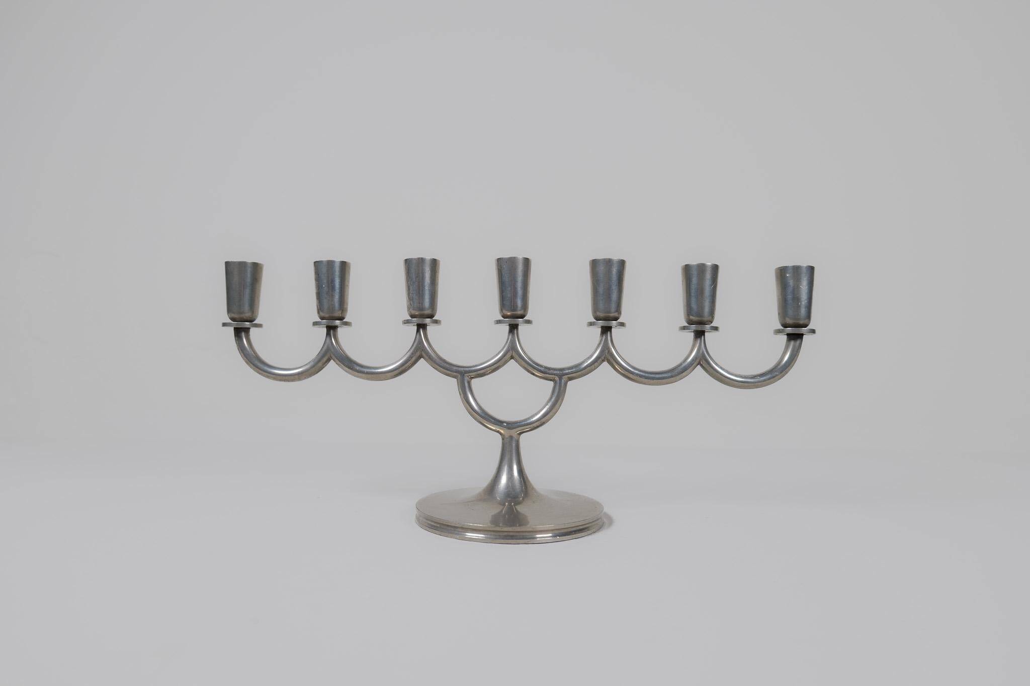 Art Deco chandelier in tin by Lars Holmström in Arvika, Sweden, 1931