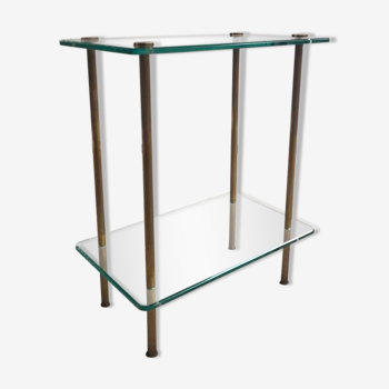 Bolster or side table in vintage glass and brass
