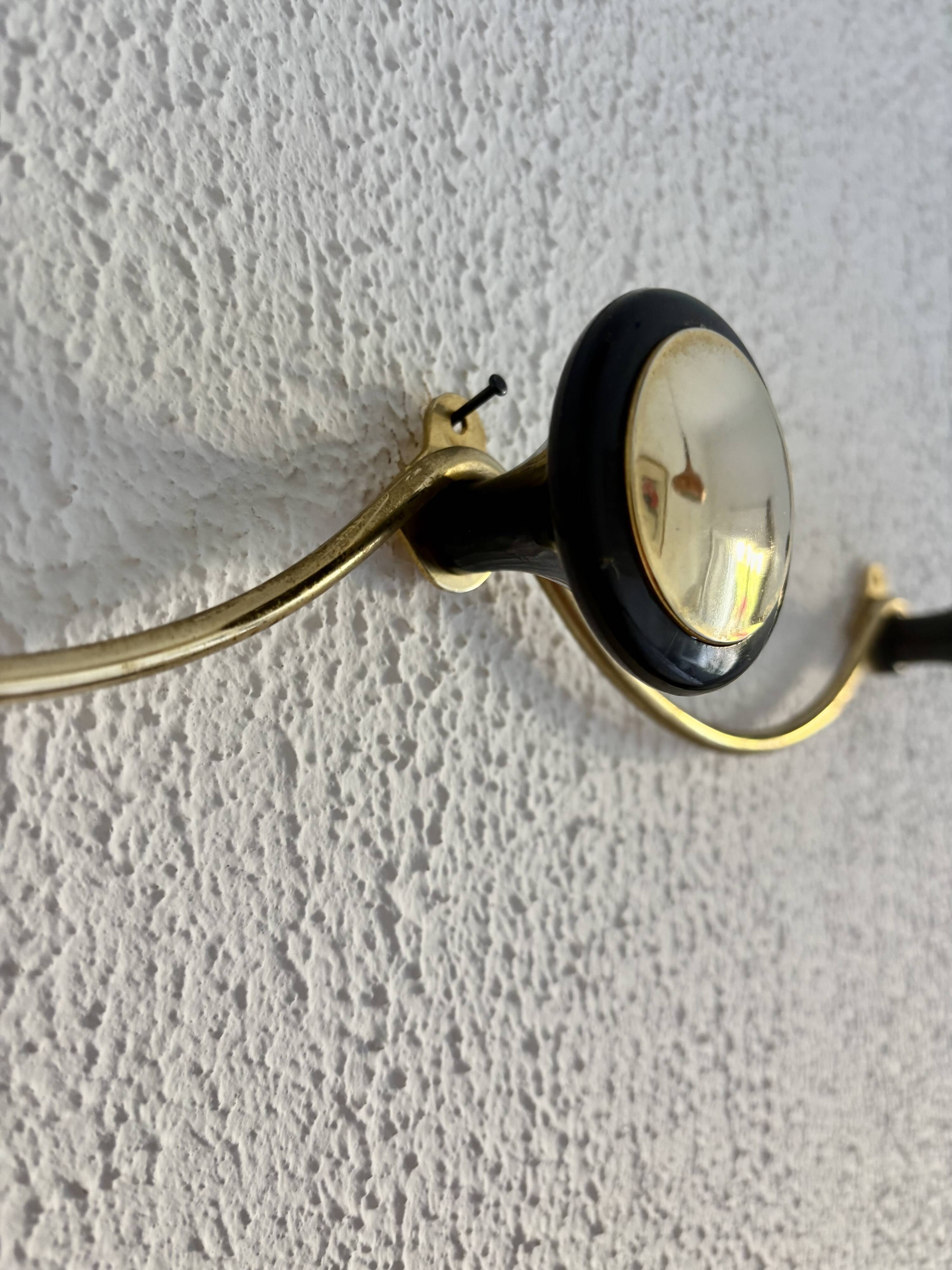 Vintage 1960 gold-plated coat rack with 3 hooks - 45 x 7 cm