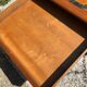Tale basse vintage en bois massif et marqueterie de marbre