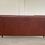 Danish mid-century Svend Skipper cognac 3 person sofa & lounge chair 1960s