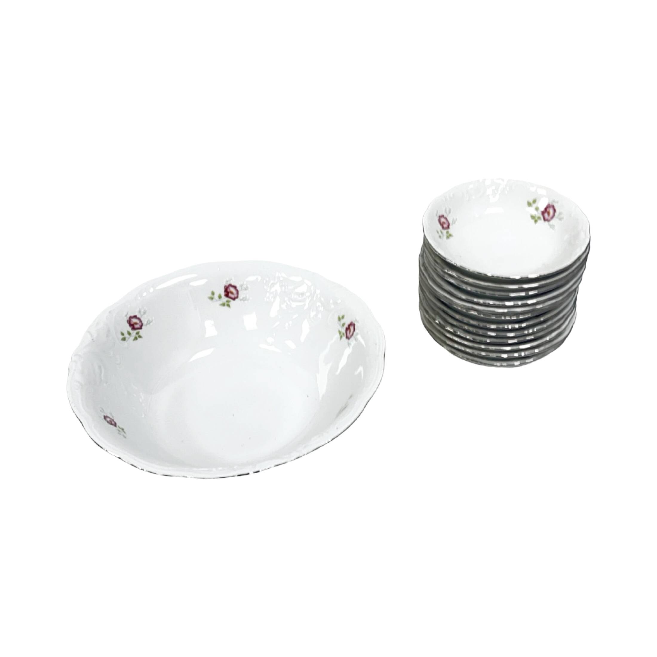 Porcelain set from the Wałbrzych Porcelain Factory - 13 pieces, floral deco
