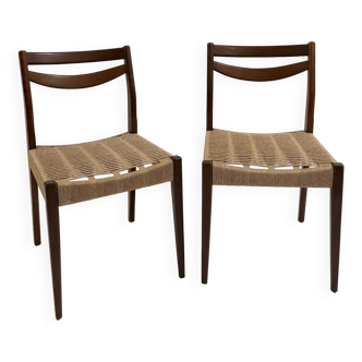 Paire de chaises teck et corde danoise
