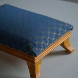 French Art Deco low stool with vintage upholstery made in the 1940s.