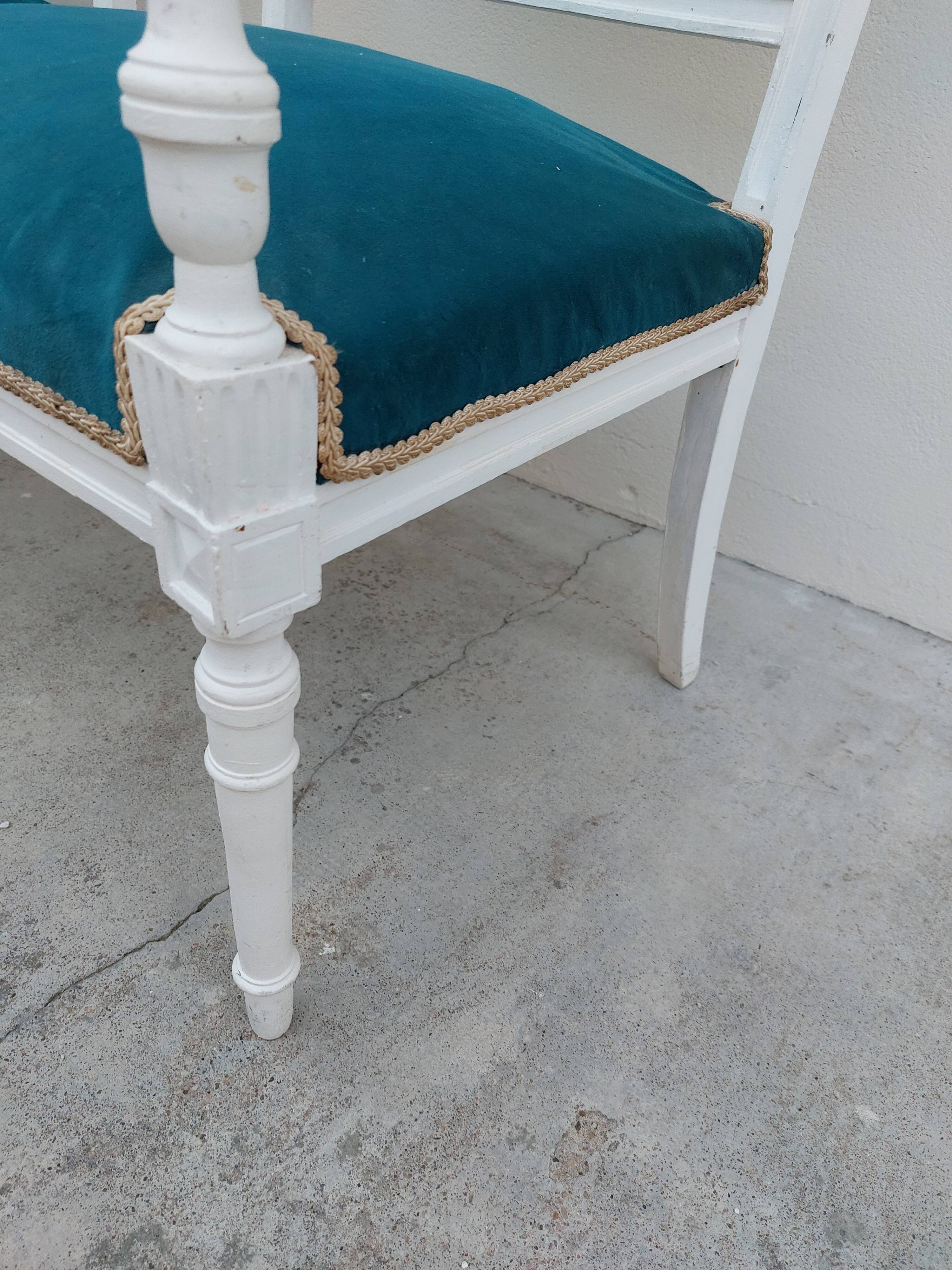 Louis XVI style living room set with bench and 2 armchairs