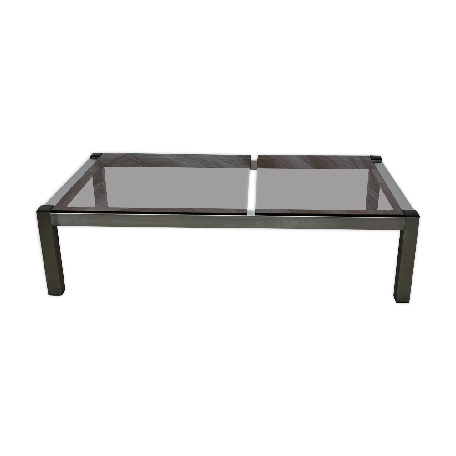 Coffee table smoked glass and aluminum, 1970