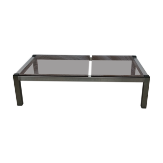 Coffee table smoked glass and aluminum, 1970