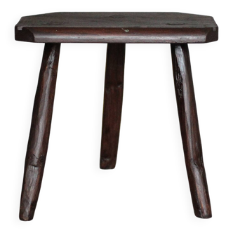 Tripod stool, wooden stool, milking stool, antique stool, door