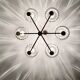Mid Century Modern brass chandelier with smoked glass shades