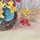 Grand tableau Aquarelle encadrées fin 19e siècle motif panier de fleurs