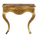 Antique gilded wooden console with marble top, Italy, 19th century.
